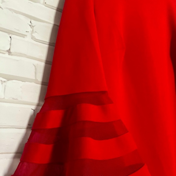 EUC Calvin Klein bold red dress bell sleeves fit shift lined size 10 - Picture 6 of 10